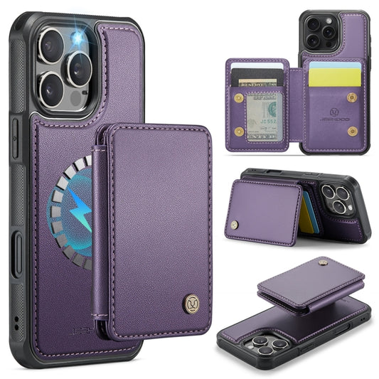 For iPhone 16 Pro JEEHOOD J05 Business Magnetic Style RFID Leather Phone Case(Purple) - iPhone 16 Pro Cases by JEEHOOD | Online Shopping South Africa | PMC Jewellery | Buy Now Pay Later Mobicred