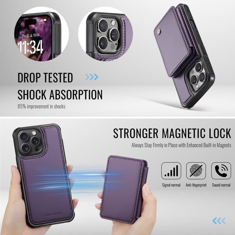 For iPhone 16 Pro JEEHOOD J05 Business Magnetic Style RFID Leather Phone Case(Purple) - iPhone 16 Pro Cases by JEEHOOD | Online Shopping South Africa | PMC Jewellery | Buy Now Pay Later Mobicred