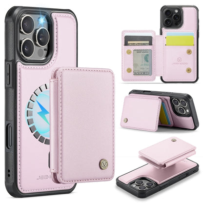 For iPhone 16 Pro JEEHOOD J05 Business Magnetic Style RFID Leather Phone Case(Pink) - iPhone 16 Pro Cases by JEEHOOD | Online Shopping South Africa | PMC Jewellery | Buy Now Pay Later Mobicred