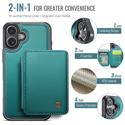 For iPhone 16 JEEHOOD J05 Business Magnetic Style RFID Leather Phone Case(Blue Green) - iPhone 16 Cases by JEEHOOD | Online Shopping South Africa | PMC Jewellery | Buy Now Pay Later Mobicred