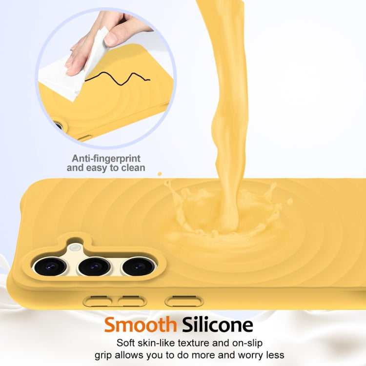 For Samsung Galaxy S25 5G Wave Texture MagSafe Magnetic Liquid Silicone Phone Case(Yellow) - Galaxy S25 5G Cases by PMC Jewellery | Online Shopping South Africa | PMC Jewellery | Buy Now Pay Later Mobicred