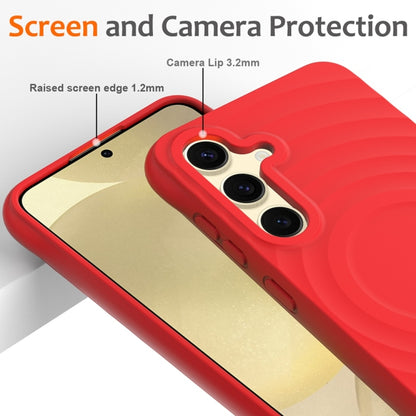 For Samsung Galaxy S25 5G Wave Texture MagSafe Magnetic Liquid Silicone Phone Case(Red) - Galaxy S25 5G Cases by PMC Jewellery | Online Shopping South Africa | PMC Jewellery | Buy Now Pay Later Mobicred