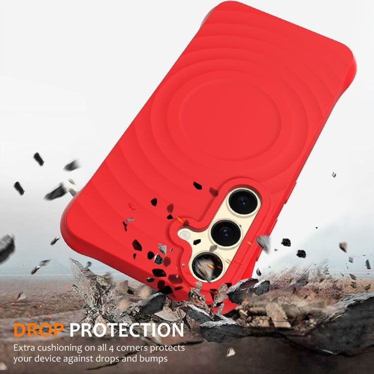 For Samsung Galaxy S25 5G Wave Texture MagSafe Magnetic Liquid Silicone Phone Case(Red) - Galaxy S25 5G Cases by PMC Jewellery | Online Shopping South Africa | PMC Jewellery | Buy Now Pay Later Mobicred