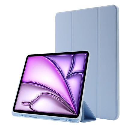 For iPad Air 13 2025 / 2024 Skin Feel Tri-fold Leather Tablet Case with Pen Slot(Light Blue) - iPad Air 13 2025 / 2024 Cases by PMC Jewellery | Online Shopping South Africa | PMC Jewellery | Buy Now Pay Later Mobicred