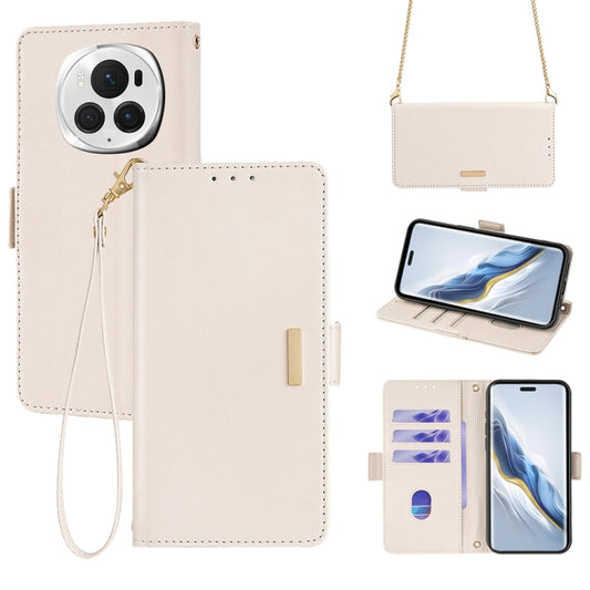 For Honor Magic6 Pro Crossbody Chain Leather Phone Case(White) - Honor Cases by PMC Jewellery | Online Shopping South Africa | PMC Jewellery | Buy Now Pay Later Mobicred