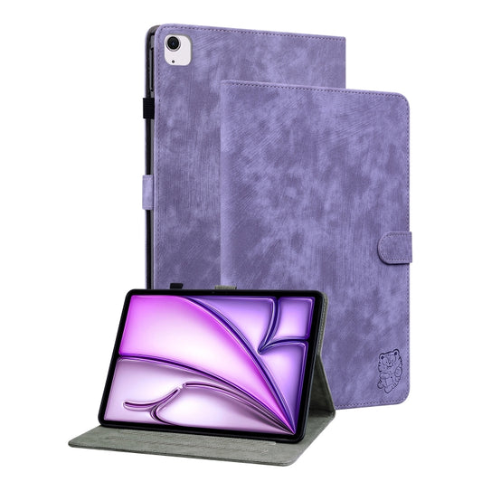 For iPad Air 11 2025 / 2024 Embossed Tiger Pattern Leather Tablet Case(Purple) - iPad Air 11 2025 / 2024 Cases by PMC Jewellery | Online Shopping South Africa | PMC Jewellery | Buy Now Pay Later Mobicred