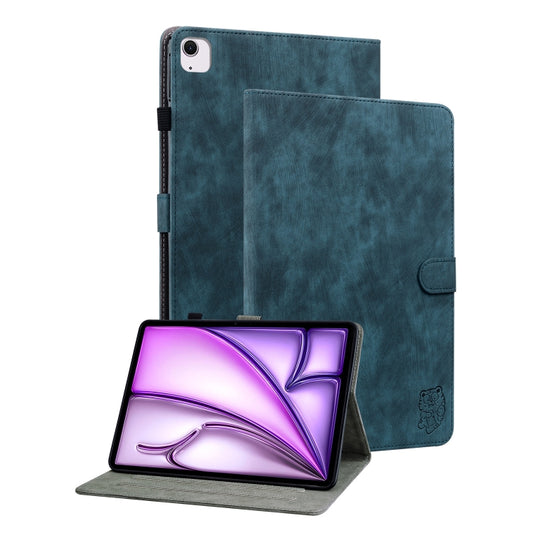 For iPad Air 11 2024 Embossed Tiger Pattern Leather Tablet Case(Dark Blue) - iPad Air 11 2024 Cases by PMC Jewellery | Online Shopping South Africa | PMC Jewellery | Buy Now Pay Later Mobicred