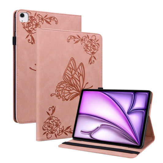 For iPad Air 11 2024 Butterfly Flower Embossed Leather Tablet Case(Rose Gold) - iPad Air 11 2024 Cases by PMC Jewellery | Online Shopping South Africa | PMC Jewellery | Buy Now Pay Later Mobicred