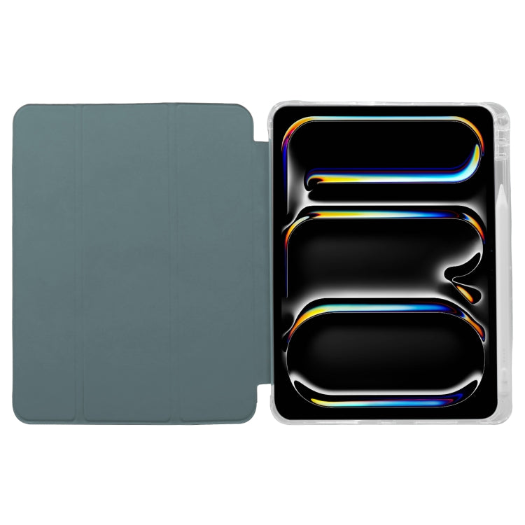 For iPad Pro 11 2024 3-folding Electric Pressed Skin Texture Leather Tablet Case(Deep Green) - iPad Pro 11 2024 Cases by PMC TechLife | Online Shopping South Africa | PMC TechLife | Buy Now Pay Later Mobicred