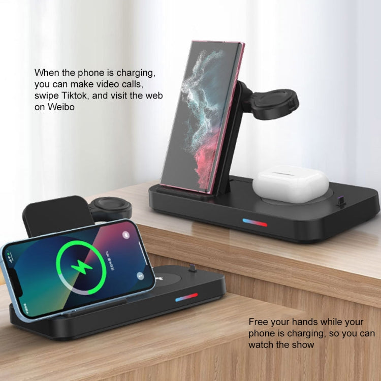 For Huawei Series 3 in 1 15W Earphones/Phones/Watch Fold Wireless Charger Stand(Black) - Multifunction Charger by PMC Jewellery | Online Shopping South Africa | PMC Jewellery | Buy Now Pay Later Mobicred