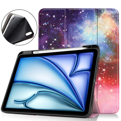 For iPad Air 11 2024 Custer Painted 3-Fold Holder Smart Leather Tablet Case(Milky Way Nebula) - iPad Air 11 2024 Cases by PMC Jewellery | Online Shopping South Africa | PMC Jewellery | Buy Now Pay Later Mobicred