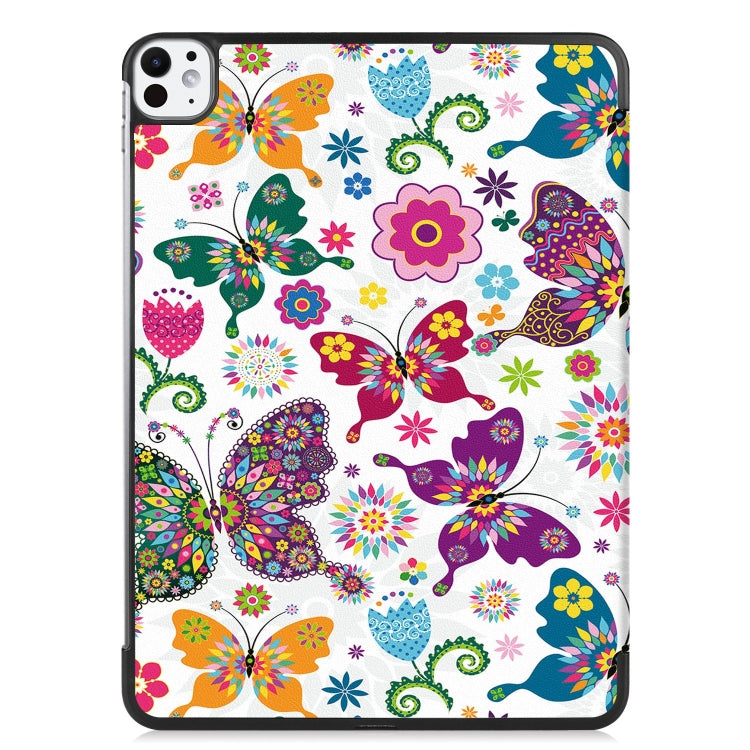 For iPad Pro 11 2024 Custer Painted 3-Fold Holder Smart Leather Tablet Case(Color Butterfly) - free shipping - PMC TechLife - Order now!