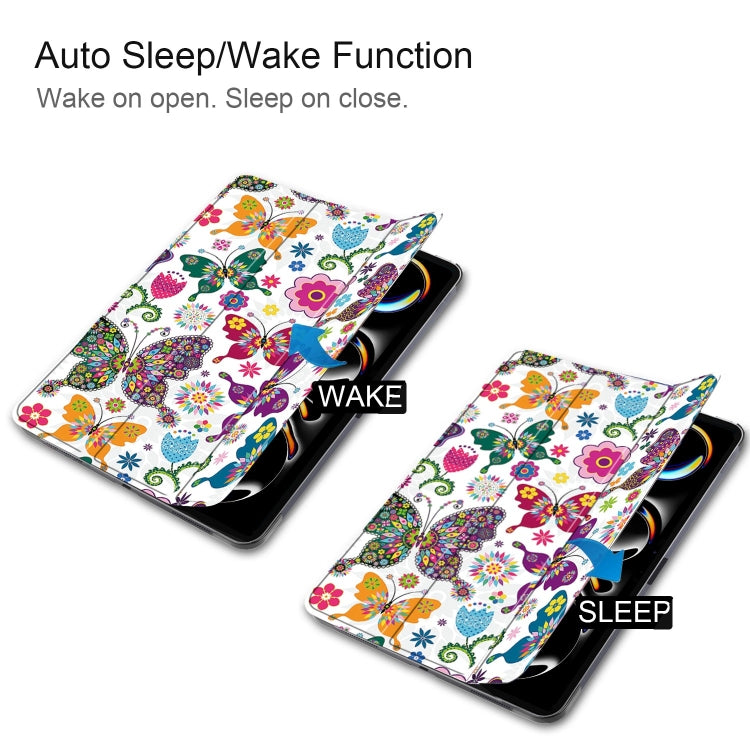 For iPad Pro 11 2024 Custer Painted 3-Fold Holder Smart Leather Tablet Case(Color Butterfly) - free shipping - PMC TechLife - Order now!