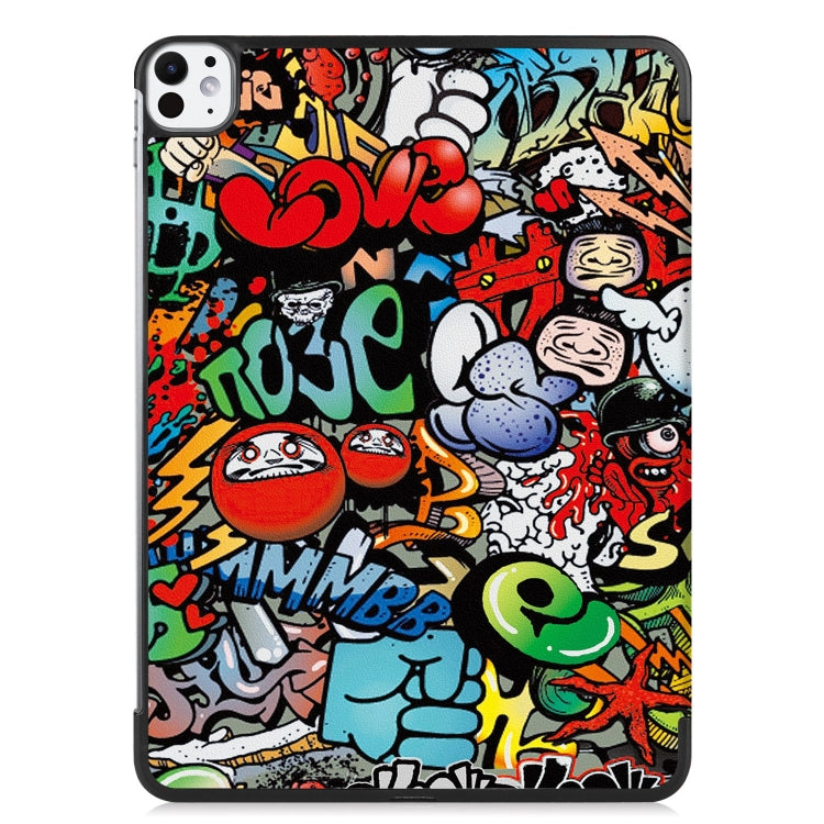 For iPad Pro 11 2024 Custer Painted 3-Fold Holder Smart Leather Tablet Case(Graffiti) - iPad Pro 11 2024 Cases by PMC Jewellery | Online Shopping South Africa | PMC Jewellery | Buy Now Pay Later Mobicred