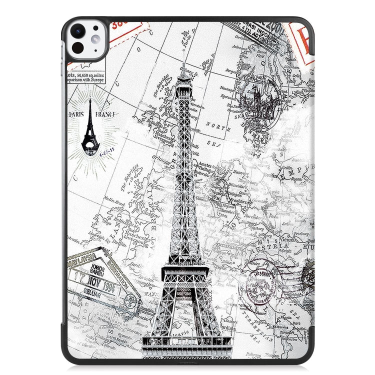 For iPad Pro 11 2024 Custer Painted 3-Fold Holder Smart Leather Tablet Case(Retro Tower) - iPad Pro 11 2024 Cases by PMC Jewellery | Online Shopping South Africa | PMC Jewellery | Buy Now Pay Later Mobicred