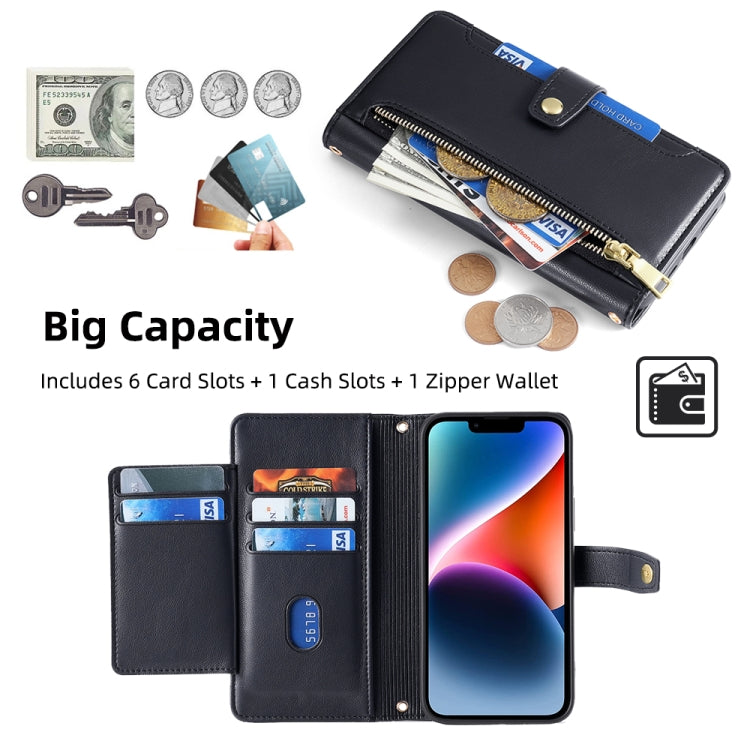 For Google Pixel 8a Sheep Texture Cross-body Zipper Wallet Leather Phone Case(Black) - Google Cases by PMC TechLife | Online Shopping South Africa | PMC TechLife | Buy Now Pay Later Mobicred