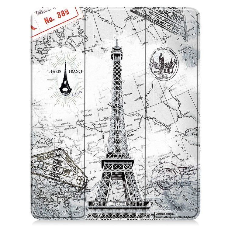 For iPad Air 13 2024 Custer Painted 3-Fold Holder Smart Leather Tablet Case with Pen Tray(Eiffel Tower) - iPad Air 13 2024 Cases by PMC Jewellery | Online Shopping South Africa | PMC Jewellery | Buy Now Pay Later Mobicred