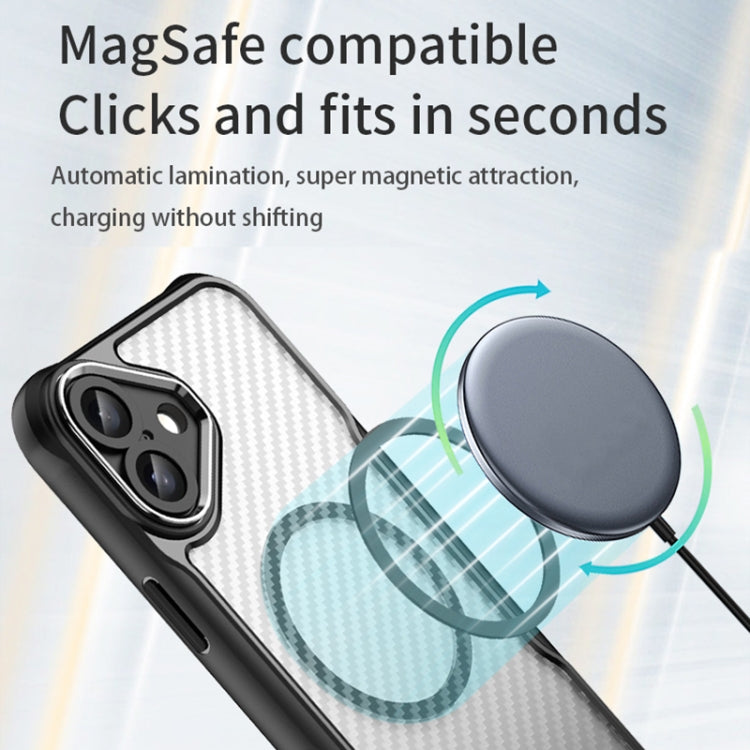 For iPhone 16 Carbon Fiber Texture MagSafe Translucent Phone Case(Blue) - iPhone 16 Cases by PMC TechLife | Online Shopping South Africa | PMC TechLife | Buy Now Pay Later Mobicred