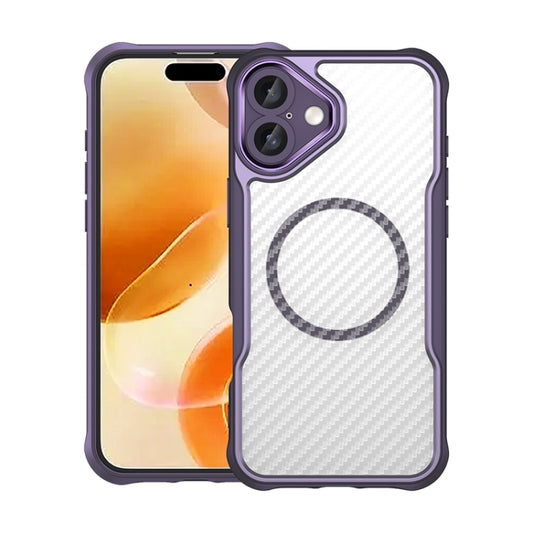 For iPhone 16 Plus Carbon Fiber Texture MagSafe Translucent Phone Case(Purple) - iPhone 16 Plus Cases by PMC Jewellery | Online Shopping South Africa | PMC Jewellery | Buy Now Pay Later Mobicred