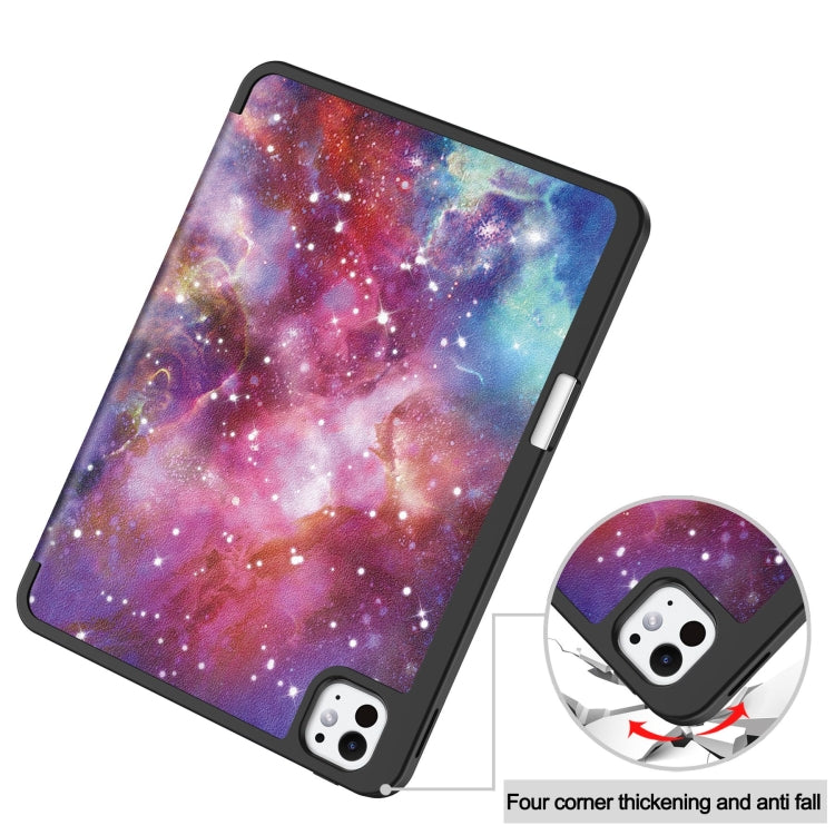For iPad Pro 11 2024 Custer Painted 3-Fold Holder Smart Leather Tablet Case with Pen Tray(Milky Way Nebula) - iPad Pro 11 2024 Cases by PMC Jewellery | Online Shopping South Africa | PMC Jewellery | Buy Now Pay Later Mobicred
