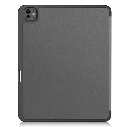 For iPad Pro 13 2024 Custer TPU Pure Color 3-Fold Holder Smart Leather Tablet Case with Pen Tray(Grey) - iPad Pro 13 2024 Cases by PMC Jewellery | Online Shopping South Africa | PMC Jewellery | Buy Now Pay Later Mobicred