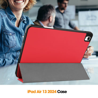 For iPad Air 13 2024 Custer TPU Pure Color 3-Fold Holder Smart Leather Tablet Case with Pen Tray(Red) - iPad Air 13 2024 Cases by PMC Jewellery | Online Shopping South Africa | PMC Jewellery | Buy Now Pay Later Mobicred