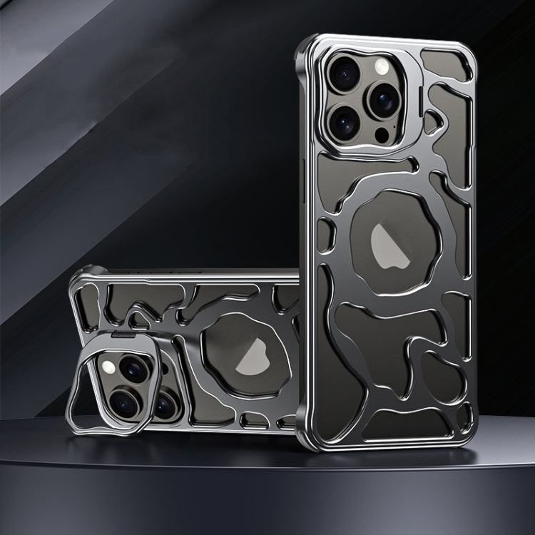 For iPhone 16 Pro Auspicious Cloud Series MagSafe Metal Phone Case with Bracket(Grey) - iPhone 16 Pro Cases by PMC TechLife | Online Shopping South Africa | PMC TechLife | Buy Now Pay Later Mobicred