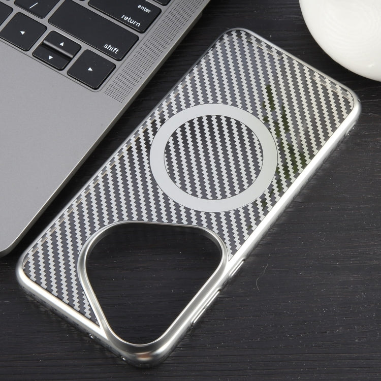 For Huawei Pura 70 Pro /70 Pro+ 6D Plated Carbon Fiber Clear Magsafe PC Phone Case(Starlight Silver) - Huawei Cases by PMC Jewellery | Online Shopping South Africa | PMC Jewellery | Buy Now Pay Later Mobicred