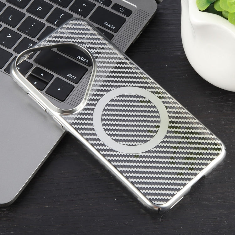 For Huawei Pura 70 6D Plated Carbon Fiber Clear Magsafe PC Phone Case(Starlight Silver) - Huawei Cases by PMC Jewellery | Online Shopping South Africa | PMC Jewellery | Buy Now Pay Later Mobicred