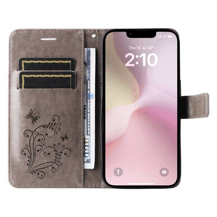 For iPhone SE 2024 3D Butterfly Embossed Pattern Flip Leather Phone Case(Grey) - More iPhone Cases by PMC Jewellery | Online Shopping South Africa | PMC Jewellery | Buy Now Pay Later Mobicred