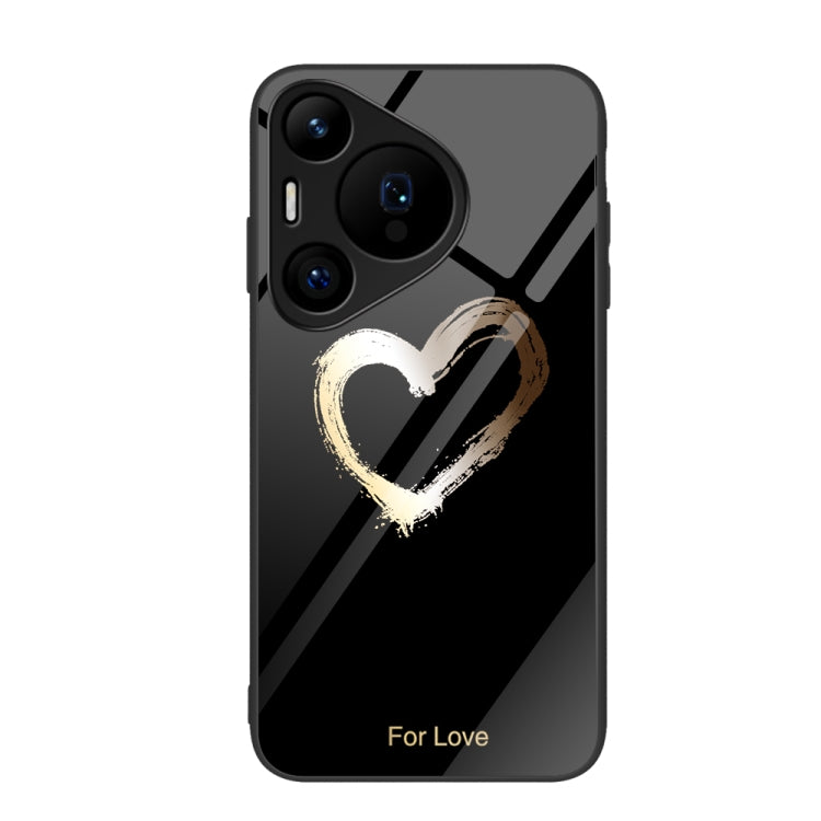 For Huawei Pura 70 Pro Colorful Painted Glass Phone Case(Black Love) - Huawei Cases by PMC Jewellery | Online Shopping South Africa | PMC Jewellery | Buy Now Pay Later Mobicred