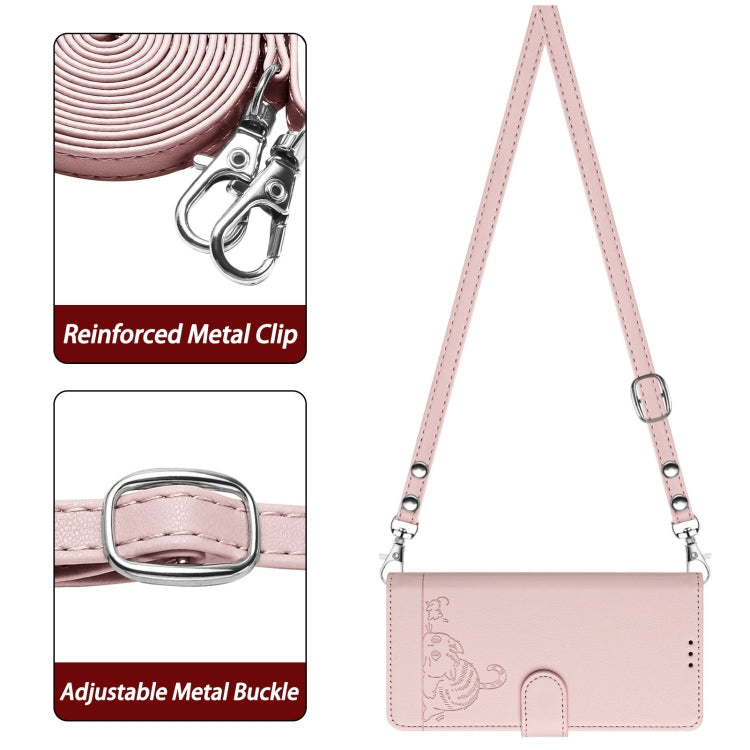 For Google Pixel 9 Pro XL Cat Rat Embossed Pattern RFID Leather Phone Case with Lanyard(Pink) - Google Cases by PMC TechLife | Online Shopping South Africa | PMC TechLife | Buy Now Pay Later Mobicred