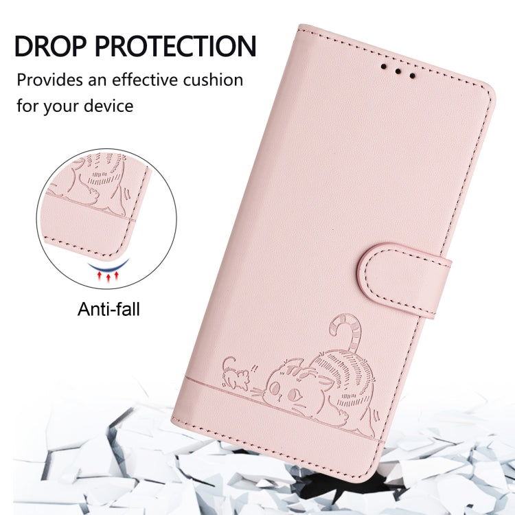 For Google Pixel 9 Pro XL Cat Rat Embossed Pattern RFID Leather Phone Case with Lanyard(Pink) - Google Cases by PMC TechLife | Online Shopping South Africa | PMC TechLife | Buy Now Pay Later Mobicred