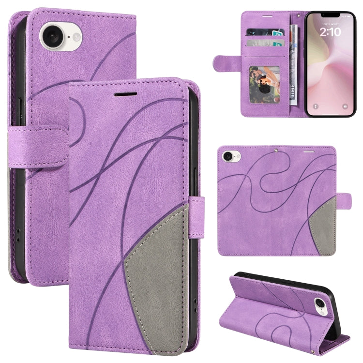 For iPhone SE 2024 Dual-color Splicing Flip Leather Phone Case(Purple) - More iPhone Cases by PMC Jewellery | Online Shopping South Africa | PMC Jewellery | Buy Now Pay Later Mobicred