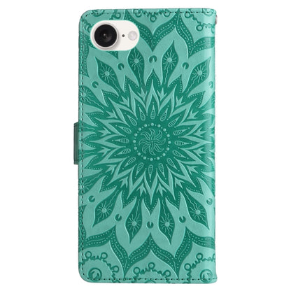 For iPhone SE 2024 Embossed Sunflower Pattern Flip Leather Phone Case(Green) - More iPhone Cases by PMC Jewellery | Online Shopping South Africa | PMC Jewellery | Buy Now Pay Later Mobicred