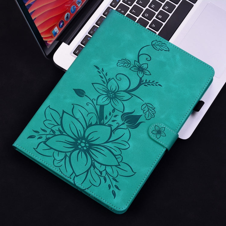 For Lenovo Tab M11/Xiaoxin Pad 11 2024 Lily Embossed Leather Tablet Case(Green) - free shipping - PMC Jewellery - Order now!