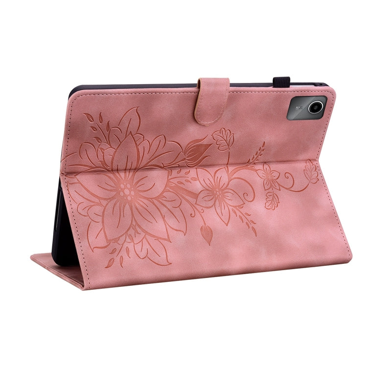 For Lenovo Tab M11/Xiaoxin Pad 11 2024 Lily Embossed Leather Tablet Case(Pink) - Lenovo by PMC Jewellery | Online Shopping South Africa | PMC Jewellery | Buy Now Pay Later Mobicred
