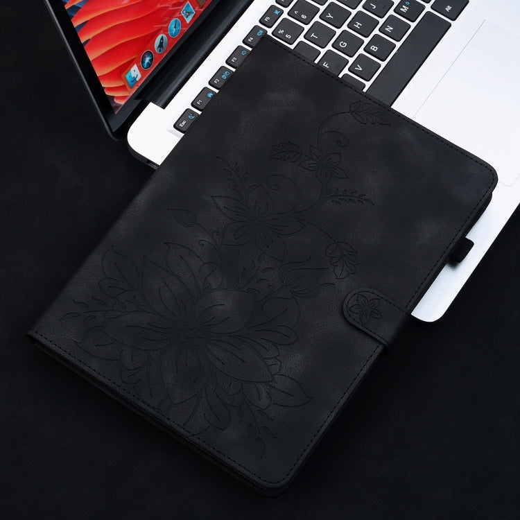 For Lenovo Tab M10 Plus 10.6 3rd Gen Lily Embossed Leather Tablet Case(Black) - Lenovo by PMC TechLife | Online Shopping South Africa | PMC TechLife | Buy Now Pay Later Mobicred