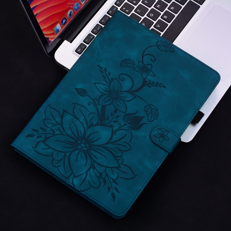 For Lenovo Tab K11 Plus Lily Embossed Leather Tablet Case(Dark Blue) - Lenovo by PMC TechLife | Online Shopping South Africa | PMC TechLife | Buy Now Pay Later Mobicred