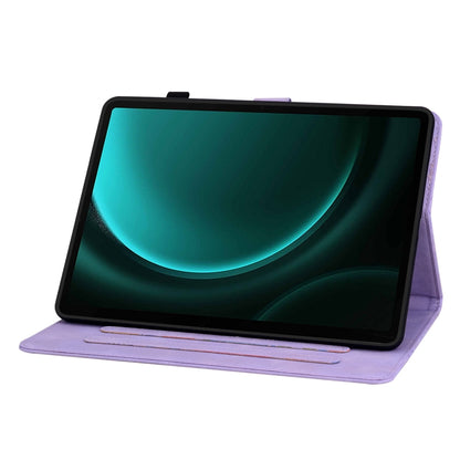 For Samsung Galaxy Tab S9 / S9 FE Lily Embossed Leather Tablet Case(Purple) - Galaxy Tab S9 Cases by PMC Jewellery | Online Shopping South Africa | PMC Jewellery | Buy Now Pay Later Mobicred