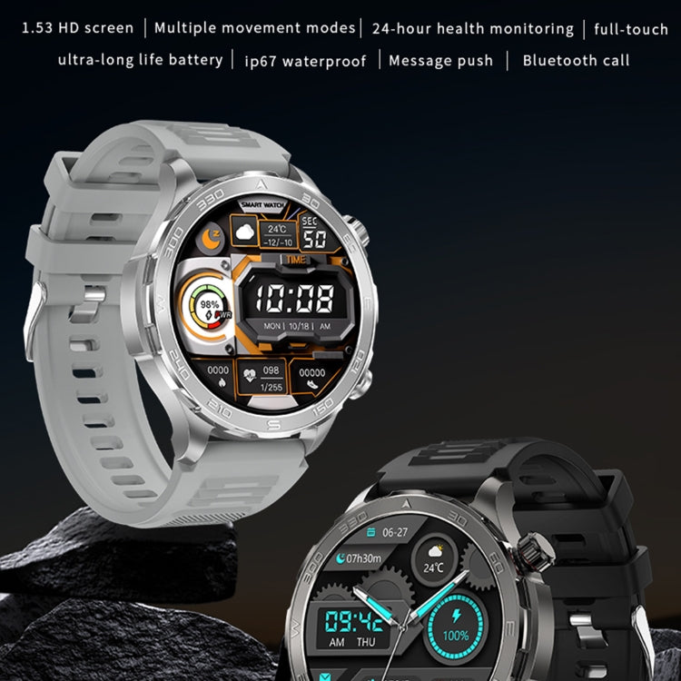 DK67 1.53 inch IP67 BT 5.0 Fitness Sport Smart Watch, Support Bluetooth Call / Sleep / Blood Oxygen / Heart Rate / Blood Pressure Health Monitor(Silver) - Smart Watches by PMC Jewellery | Online Shopping South Africa | PMC Jewellery | Buy Now Pay Later Mobicred