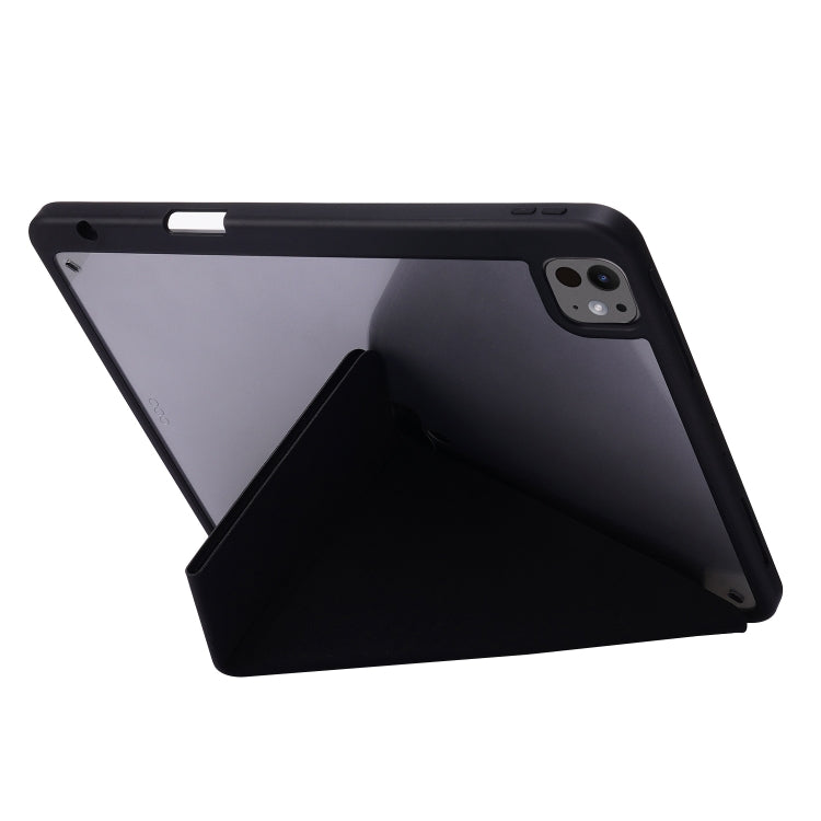 For iPad Pro 11 2024 Deformation Transparent Acrylic Leather Tablet Case(Black) - iPad Pro 11 2024 Cases by PMC TechLife | Online Shopping South Africa | PMC TechLife | Buy Now Pay Later Mobicred