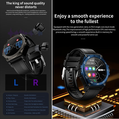 LC18 1.53 inch IP67 BT5.0 Sport Smart Watch with Earbuds, Support Bluetooth Call / Sleep / Blood Oxygen / Heart Rate / Blood Pressure Health Monitor(Black) - Smart Watches by PMC Jewellery | Online Shopping South Africa | PMC Jewellery | Buy Now Pay Later Mobicred