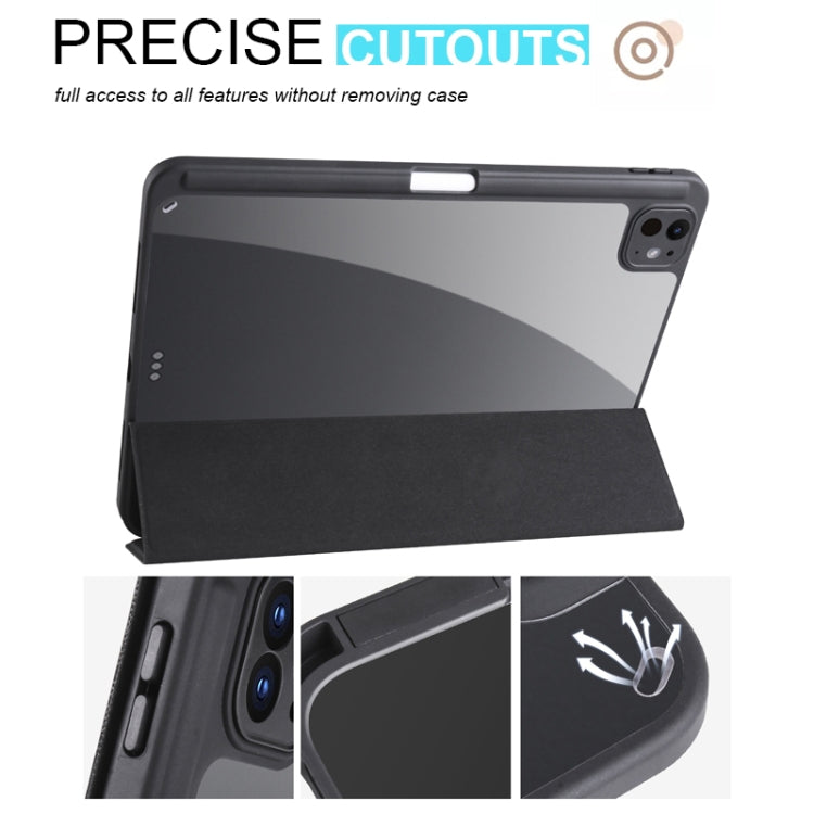 For iPad Pro 11 2024 Acrylic 3-folding Smart Leather Tablet Case(Black) - iPad Pro 11 2024 Cases by PMC TechLife | Online Shopping South Africa | PMC TechLife | Buy Now Pay Later Mobicred
