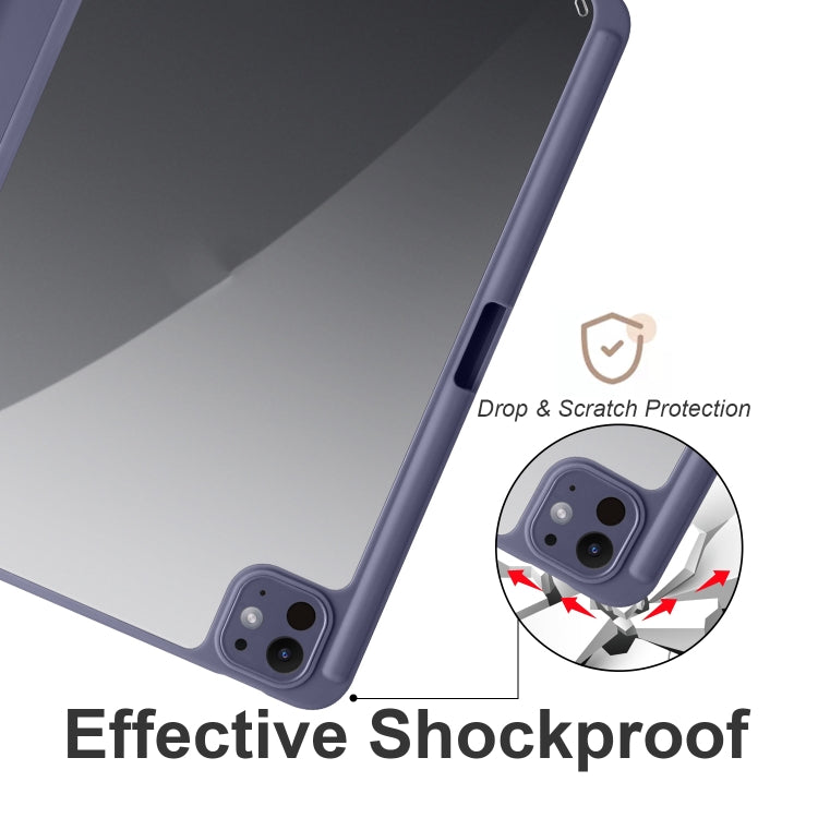 For iPad Pro 13 2024 Acrylic 3-folding Smart Leather Tablet Case(Purple) - iPad Pro 13 2024 Cases by PMC TechLife | Online Shopping South Africa | PMC TechLife | Buy Now Pay Later Mobicred