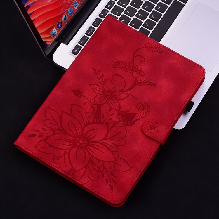 For Nokia T20 10.4 2021 Lily Embossed Leather Tablet Case(Red) - Nokia by PMC TechLife | Online Shopping South Africa | PMC TechLife | Buy Now Pay Later Mobicred