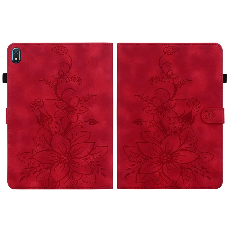 For Nokia T20 10.4 2021 Lily Embossed Leather Tablet Case(Red) - Nokia by PMC TechLife | Online Shopping South Africa | PMC TechLife | Buy Now Pay Later Mobicred