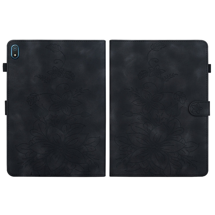For Nokia T20 10.4 2021 Lily Embossed Leather Tablet Case(Black) - Nokia by PMC TechLife | Online Shopping South Africa | PMC TechLife | Buy Now Pay Later Mobicred