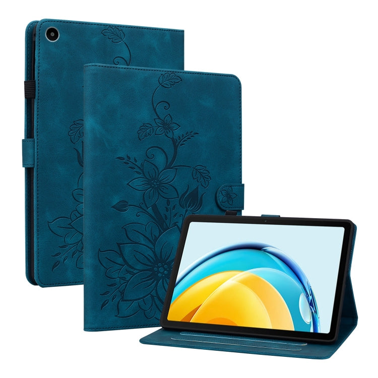 For Huawei MatePad SE 10.4 Lily Embossed Leather Tablet Case(Dark Blue) - Huawei by PMC TechLife | Online Shopping South Africa | PMC TechLife | Buy Now Pay Later Mobicred