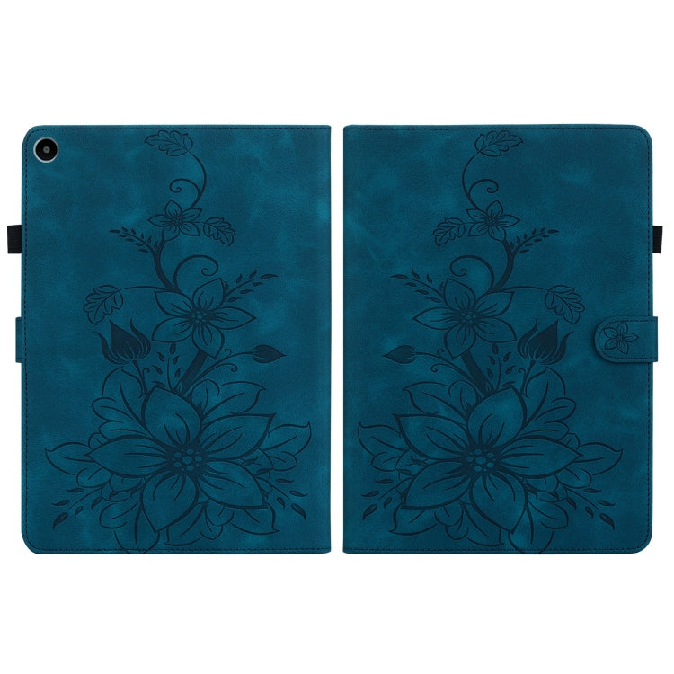 For Huawei MatePad SE 10.4 Lily Embossed Leather Tablet Case(Dark Blue) - Huawei by PMC TechLife | Online Shopping South Africa | PMC TechLife | Buy Now Pay Later Mobicred